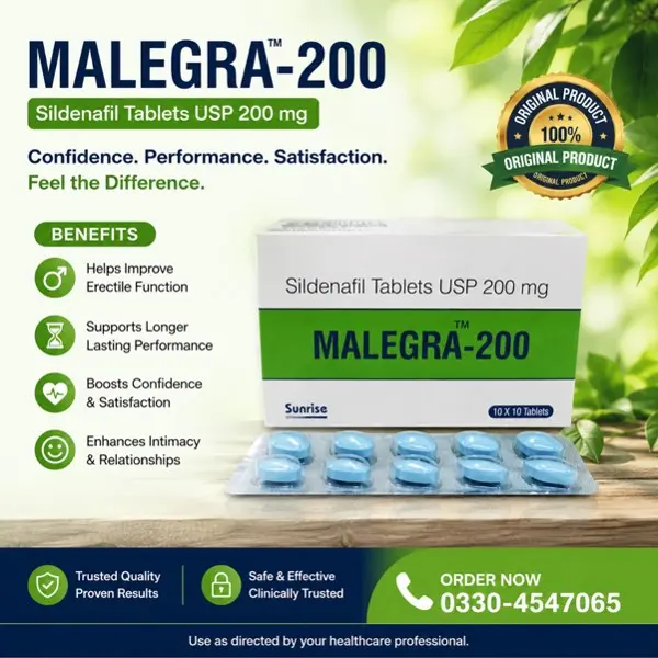 Malegra 200 mg Sildenafil Citrate Tablets in Pakistan
