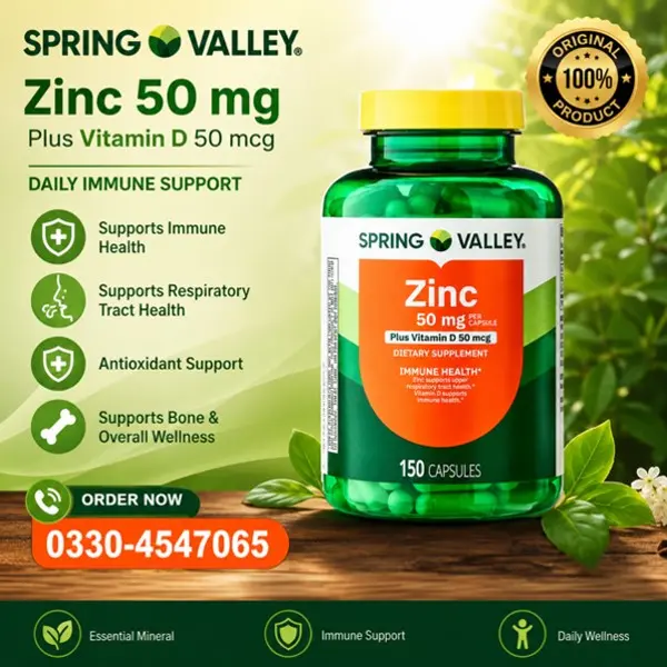 Spring Valley Zinc with Vitamin D, 50 mg Tablets in Pakistan